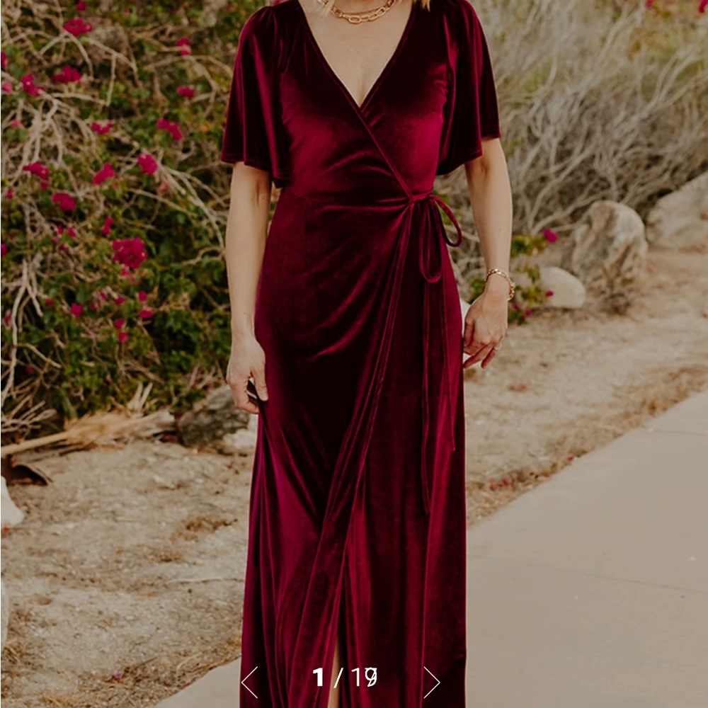 Baltic Born Meghan Velvet Wrap Dress in Mulberry